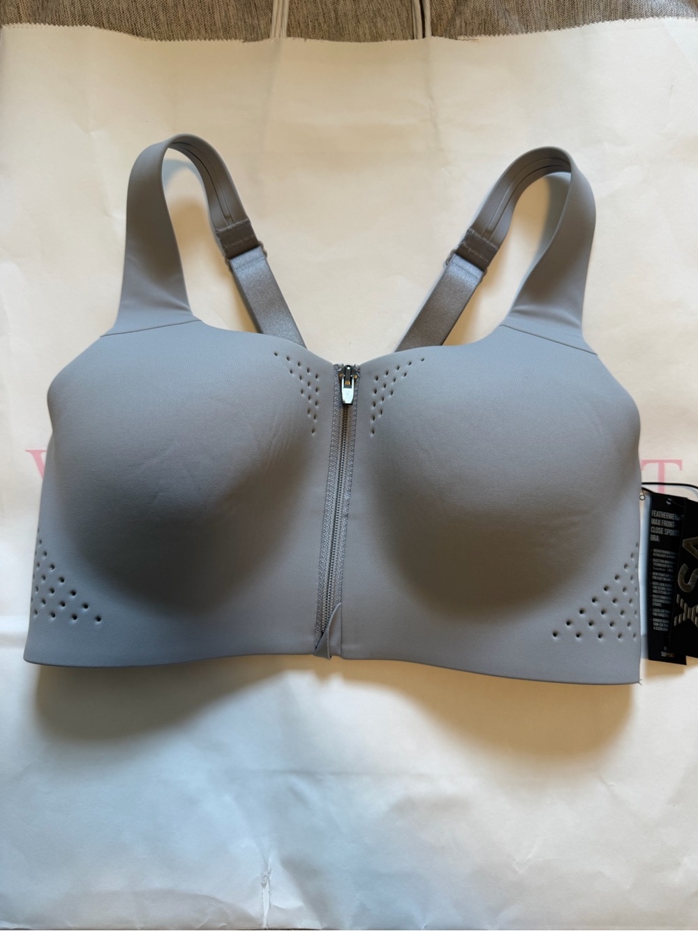 Victoria’s Secret VSX Featherweight Max Front-Close Sports Bra 34C Gray NWT